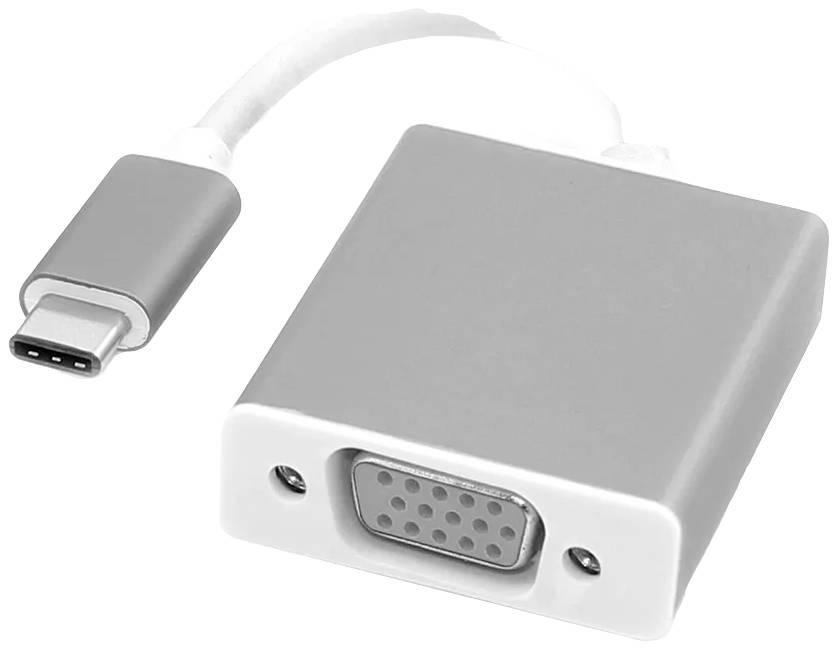 Ein USB-C-auf-VGA-Adapter, der digitale Signale von USB-C-Anschlüssen in analoge VGA-Ausgabe für Monitore umwandelt.