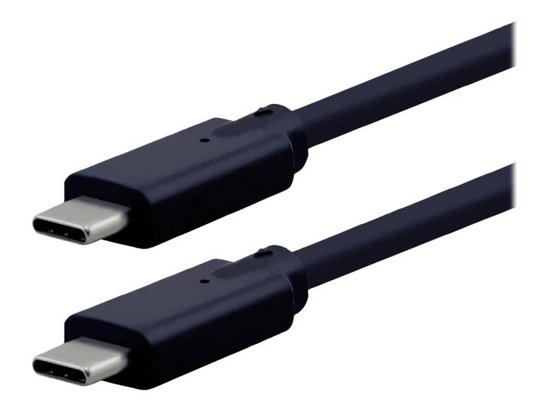 Zwei schwarze USB-C-Kabel nebeneinander, beide mit USB-C-Steckern an den Enden, geeignet für Datenübertragung und Aufladen.