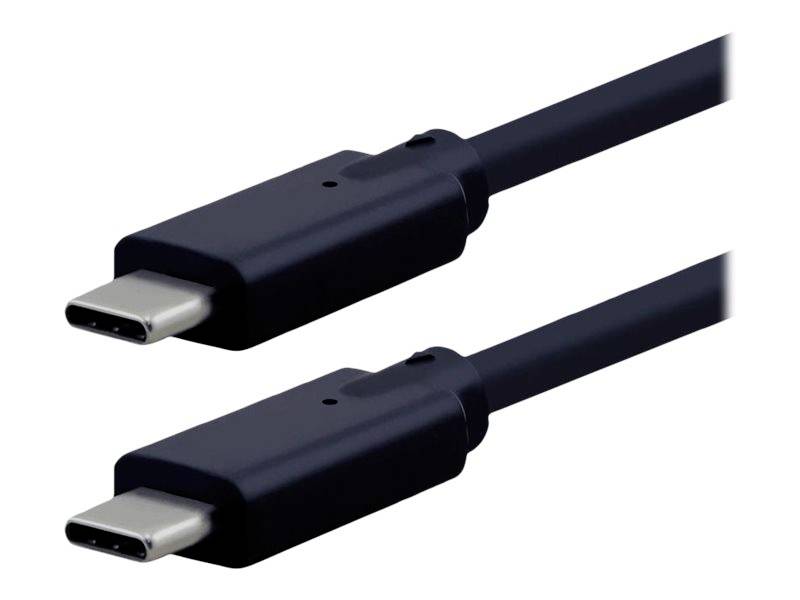 Zwei schwarze USB-C-Kabelstecker vor weißem Hintergrund.