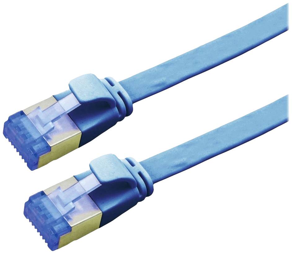Kabel mit zwei blauen Ethernet-Steckern, verwendet für Netzwerkverbindung.