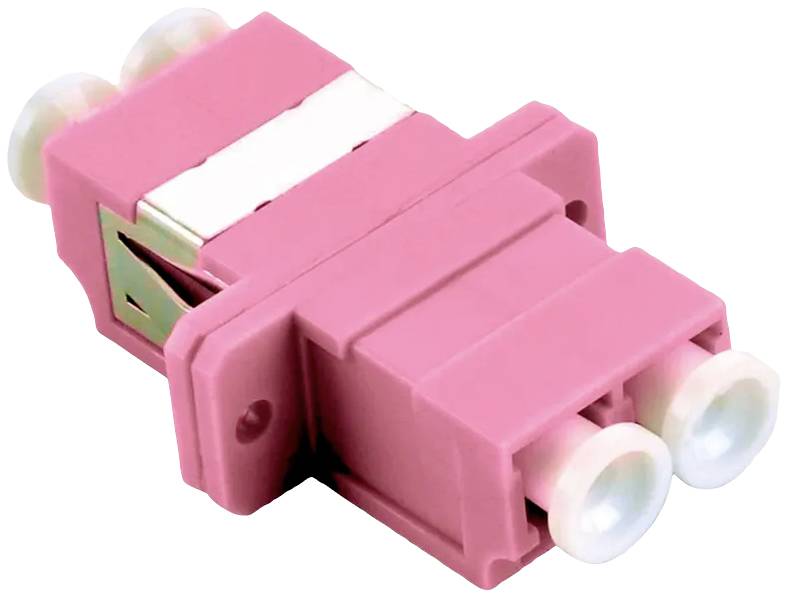 Rosa optische Glasfaser-Festkupplung mit doppeltem Steckplatz, die speziell für die Verbindung von Glasfaserkabeln entwickelt wurde.