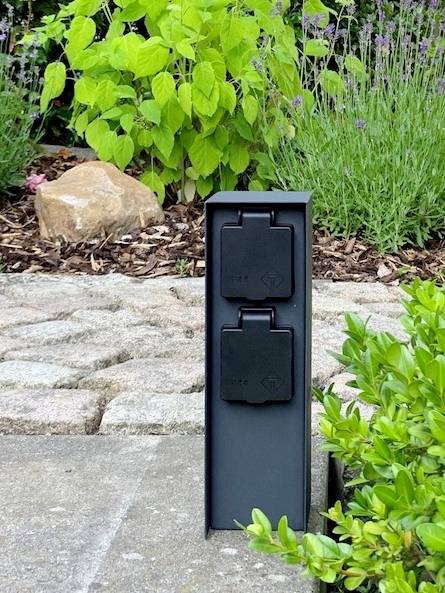BOLD 10044 Gartensteckdose 2fach Anthrazit ohne Kabel