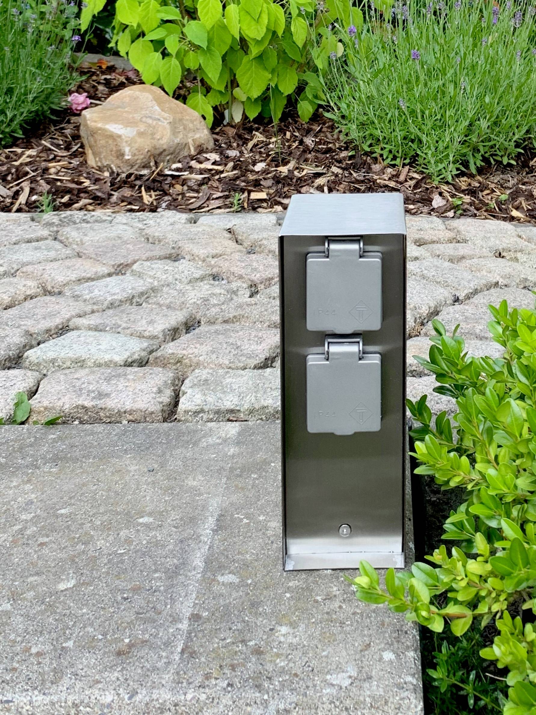 BOLD 10037 Gartensteckdose 4fach Edelstahl ohne Kabel