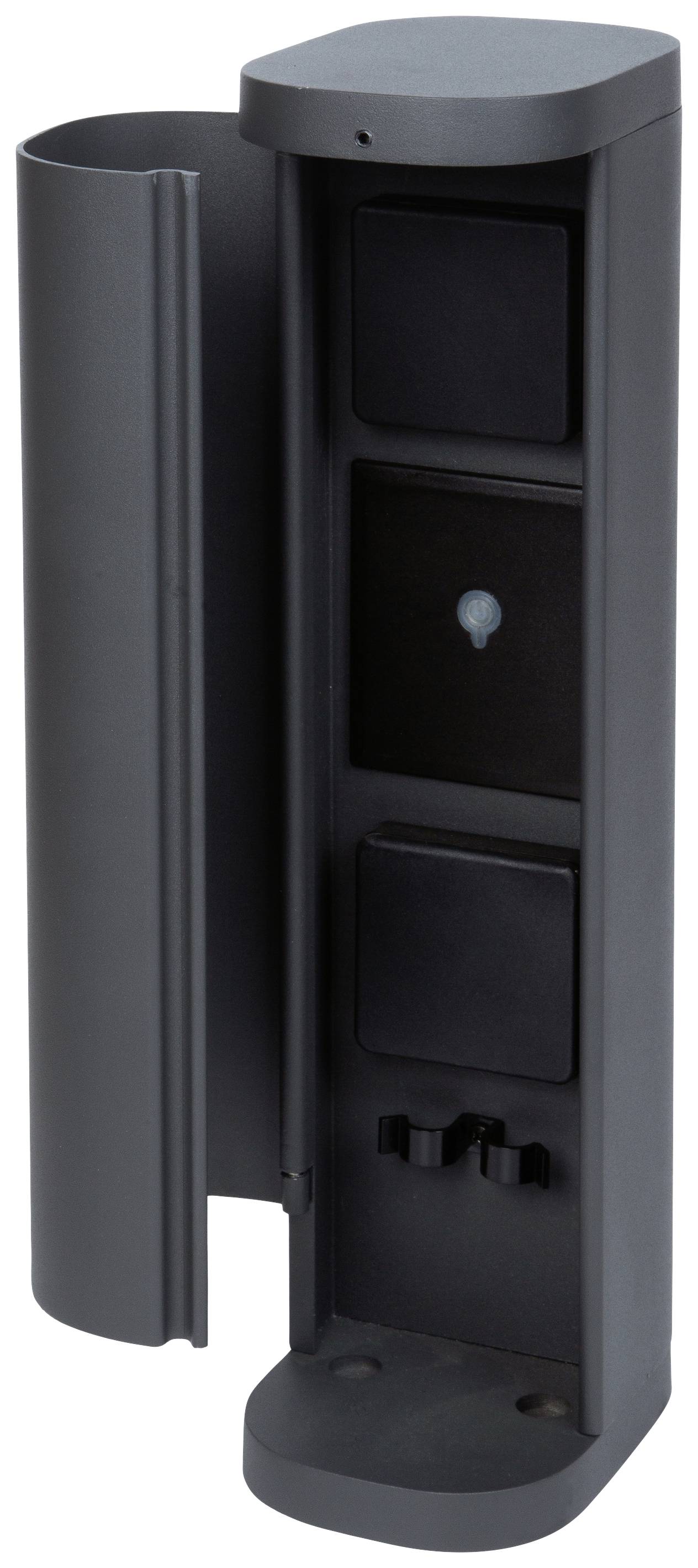 BOLD 10636 Gartensteckdose 2fach Anthrazit ohne Kabel, mit Schalter, mit Timer, per App steuerbar, programmierbar