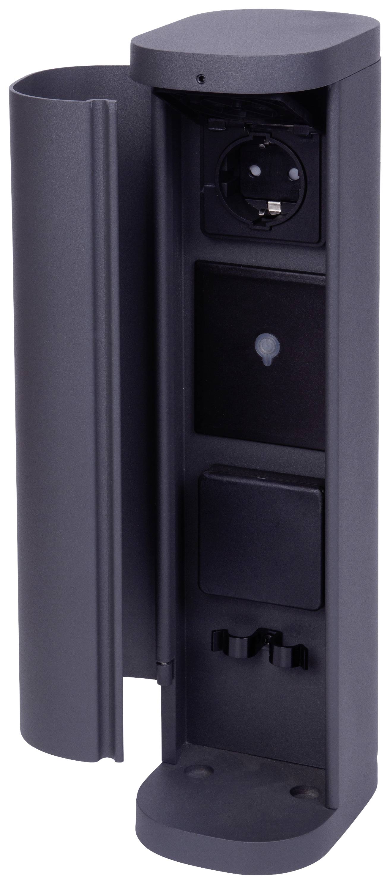 BOLD 10636 Gartensteckdose 2fach Anthrazit ohne Kabel, mit Schalter, mit Timer, per App steuerbar, programmierbar