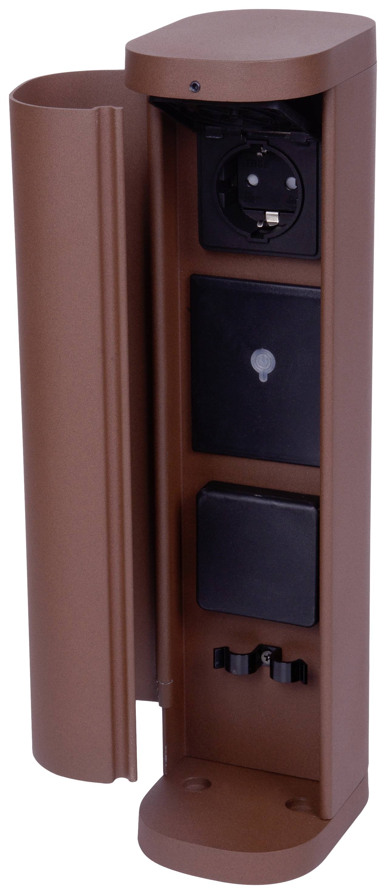 BOLD 10637 Gartensteckdose 2fach Rost ohne Kabel, mit Schalter, mit Timer, per App steuerbar, programmierbar