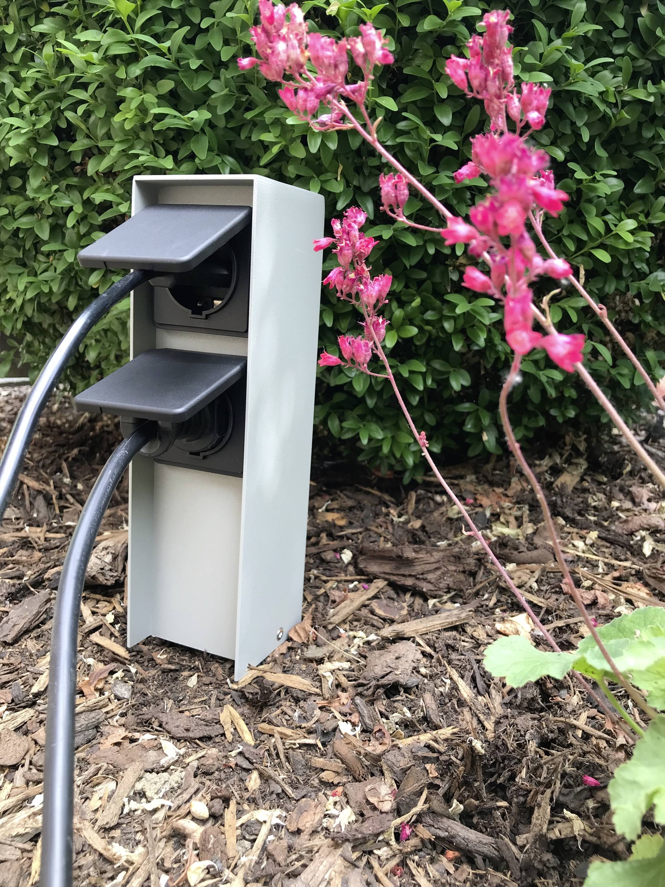 BOLD 11094 Gartensteckdose 2fach Hellgrau ohne Kabel