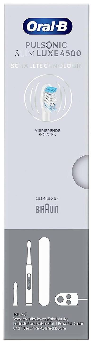 Oral-B Pulsonic Slim Luxe 4500 platin 4500 Elektrische Zahnbürste Schallzahnbürste Weiß, Silber