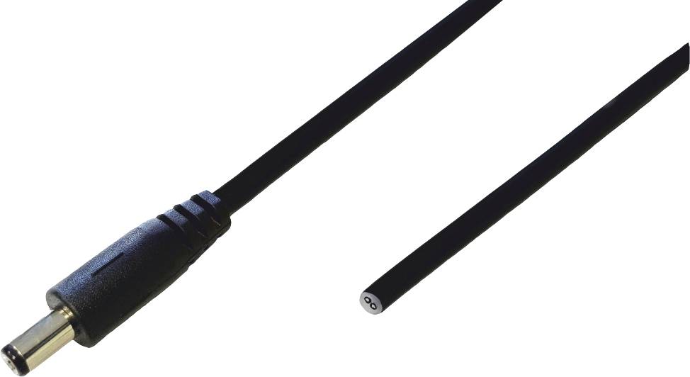 Netzteilkabel mit einem schwarzen Stecker und einem längeren Kabel, das zur Stromversorgung von elektronischen Geräten verwendet wird.