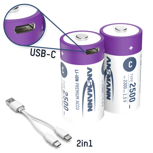 Ansmann LR15 USB-C Baby (C)-Akku Li-Ion 2500 mAh 1.5 V 2 St.