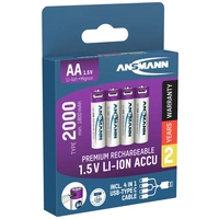 Ansmann USB-C® Akku Li-Ion 2000 mAh 1.5V 4St. Ansmann USB-C® Akku Li-Ion 2000 mAh 1.5V 4St.