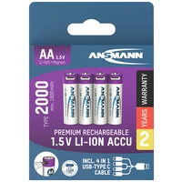 Ansmann USB-C® Akku Li-Ion 2000 mAh 1.5V 4St. Ansmann USB-C® Akku Li-Ion 2000 mAh 1.5V 4St.