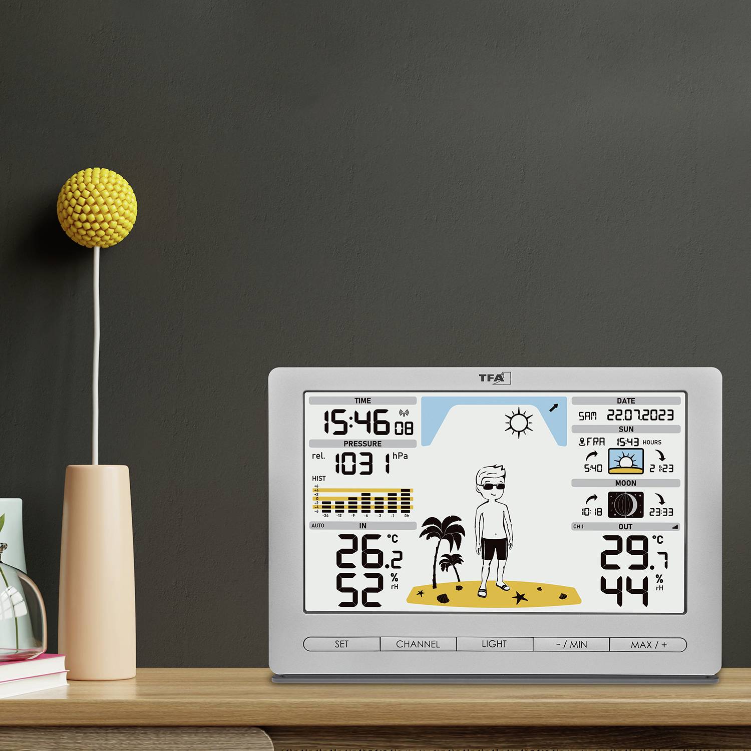 TFA Dostmann Funk-Wetterstation METEO JACK 35.1097.54 Funk-Wetterstation Vorhersage für 12 bis 24 Stunden Anzahl Sensoren max. 3