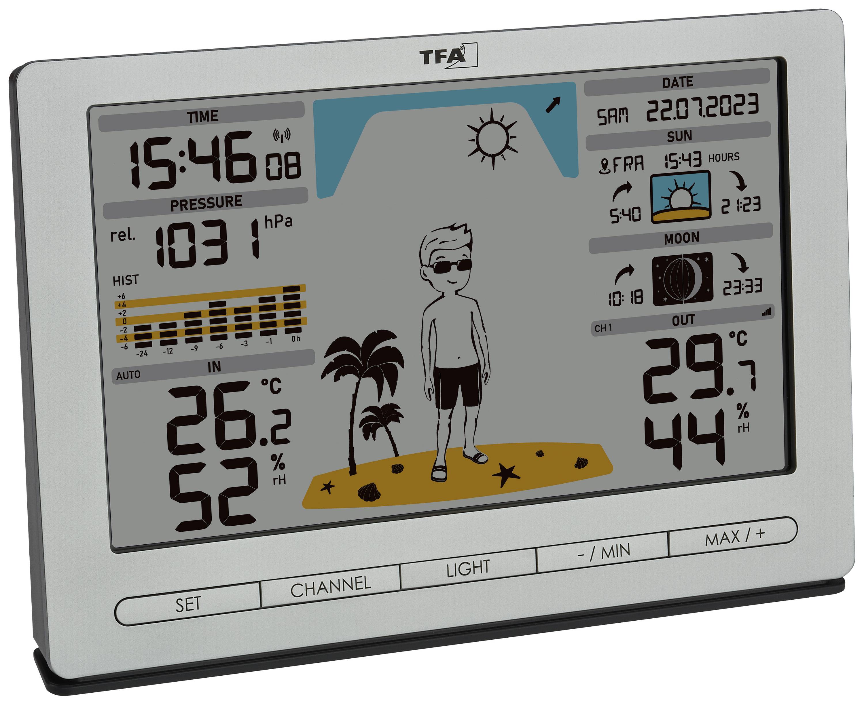 TFA Dostmann Funk-Wetterstation METEO JACK 35.1097.54 Funk-Wetterstation Vorhersage für 12 bis 24 Stunden Anzahl Sensoren max. 3