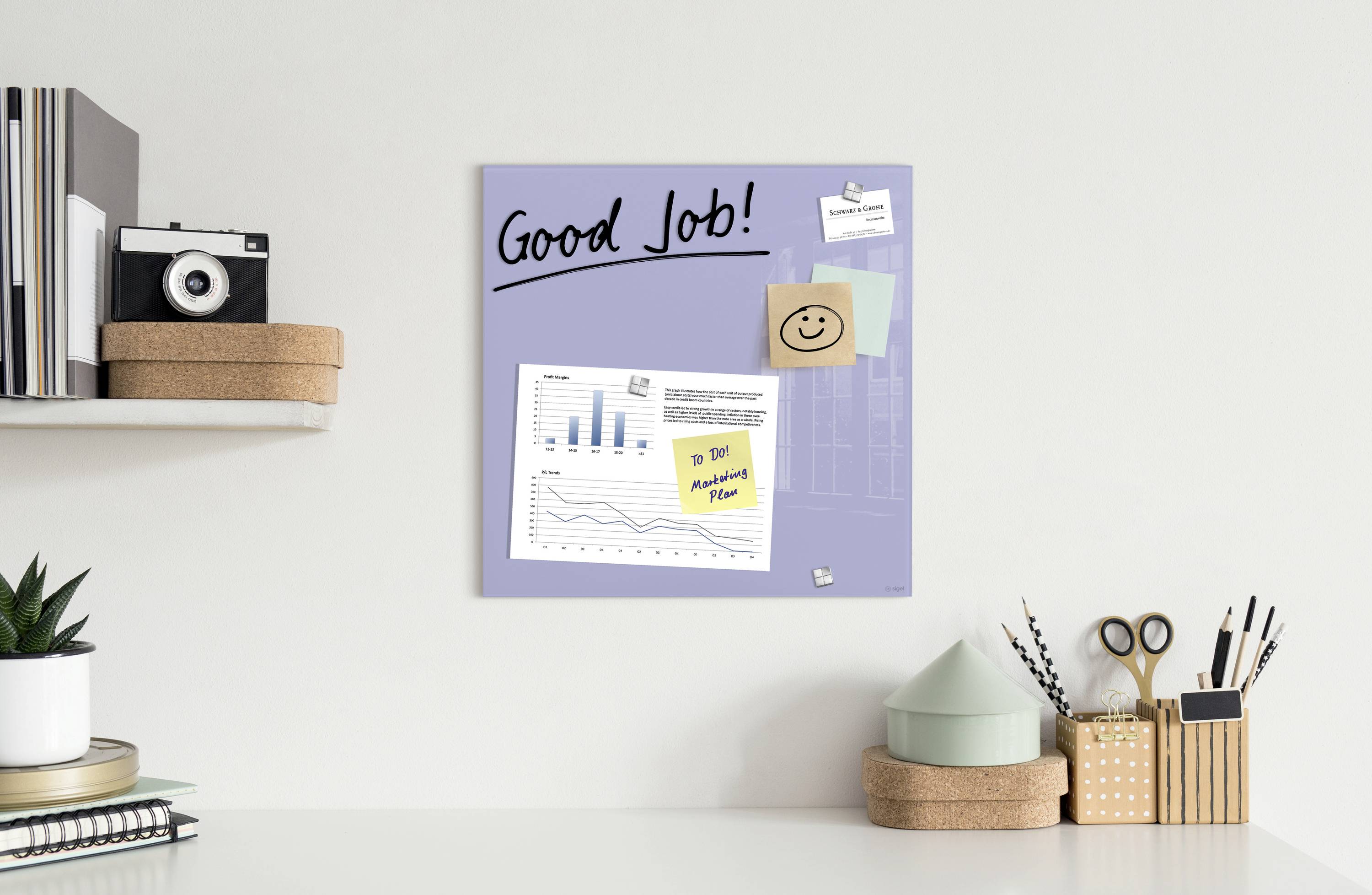 Sigel Glas-Magnettafel Artverum (B x H) 48 cm x 48 cm Lavendel GL119