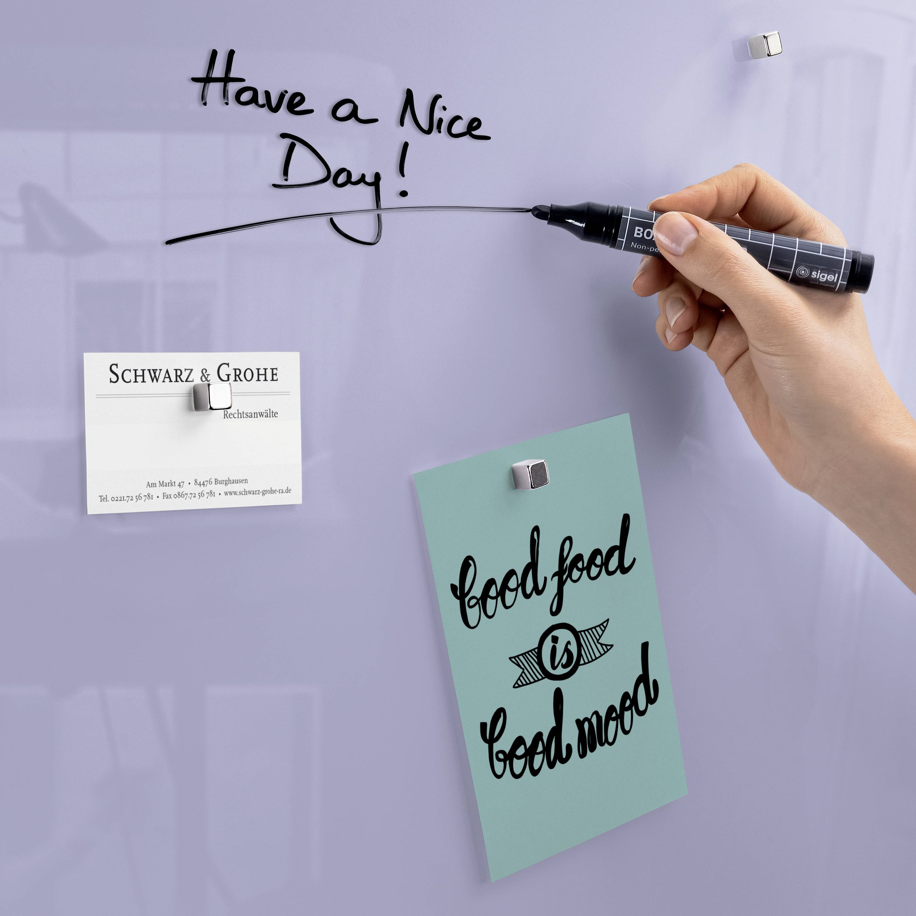 Sigel Glas-Magnettafel Artverum (B x H) 48 cm x 48 cm Lavendel GL119