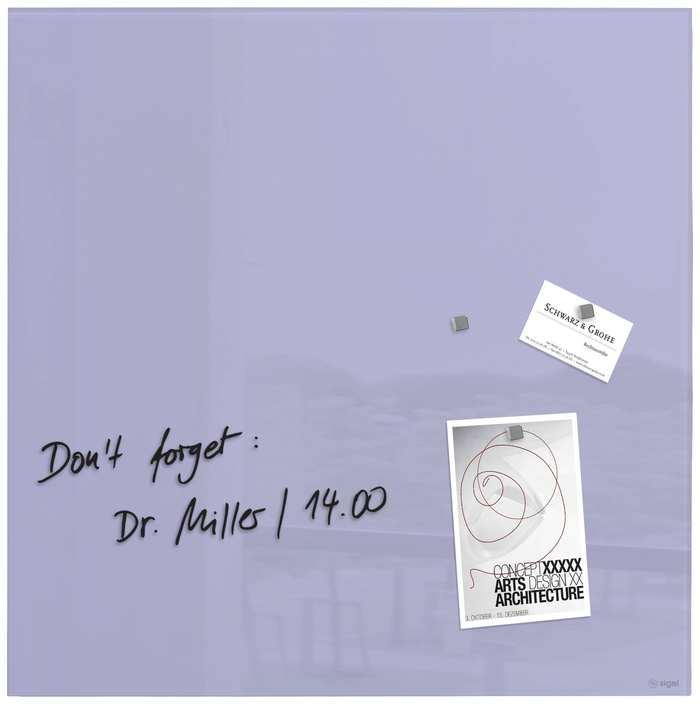 Sigel Glas-Magnettafel Artverum (B x H) 48 cm x 48 cm Lavendel GL119