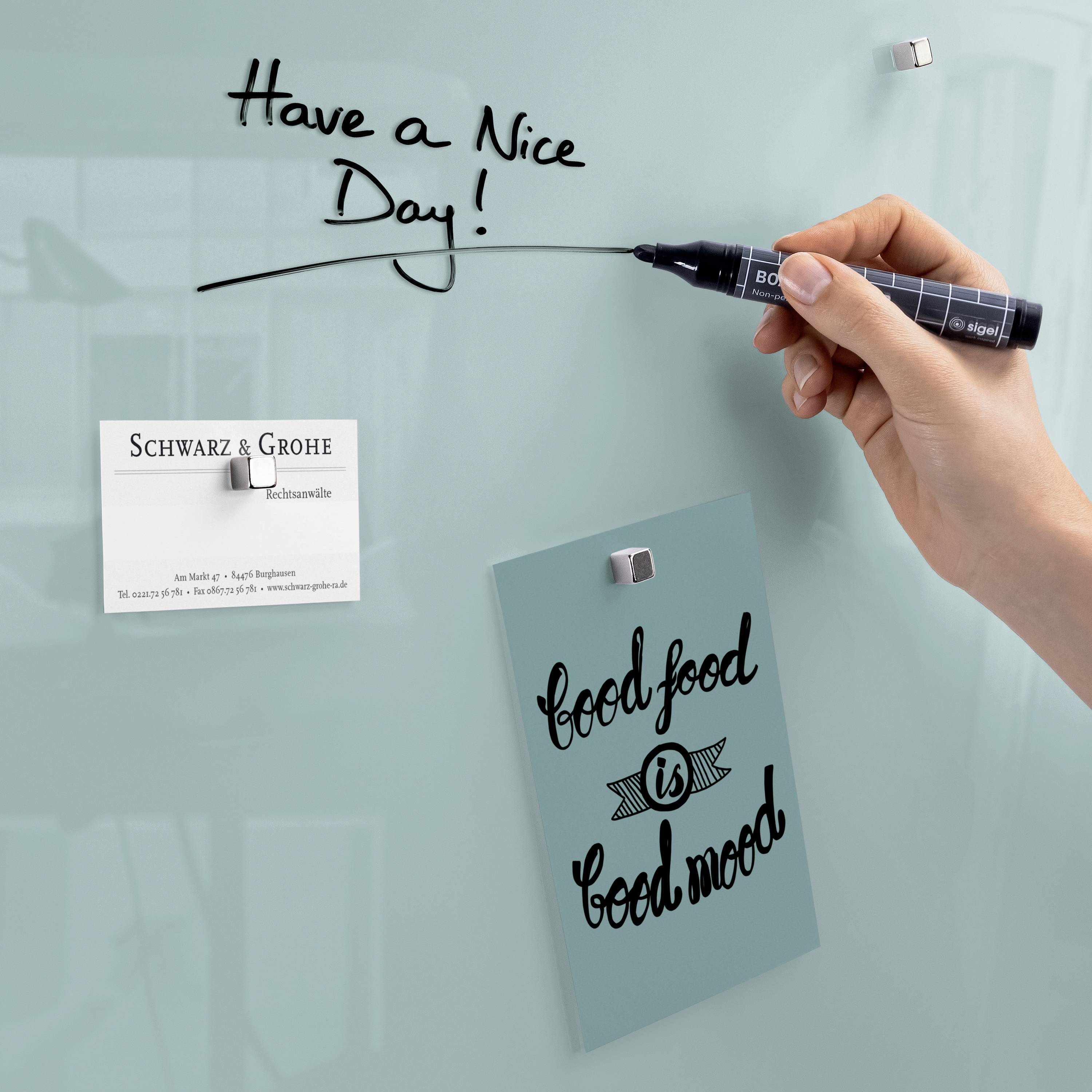 Sigel Glas-Magnettafel Artverum (B x H) 30 cm x 30 cm Aquamarin GL133