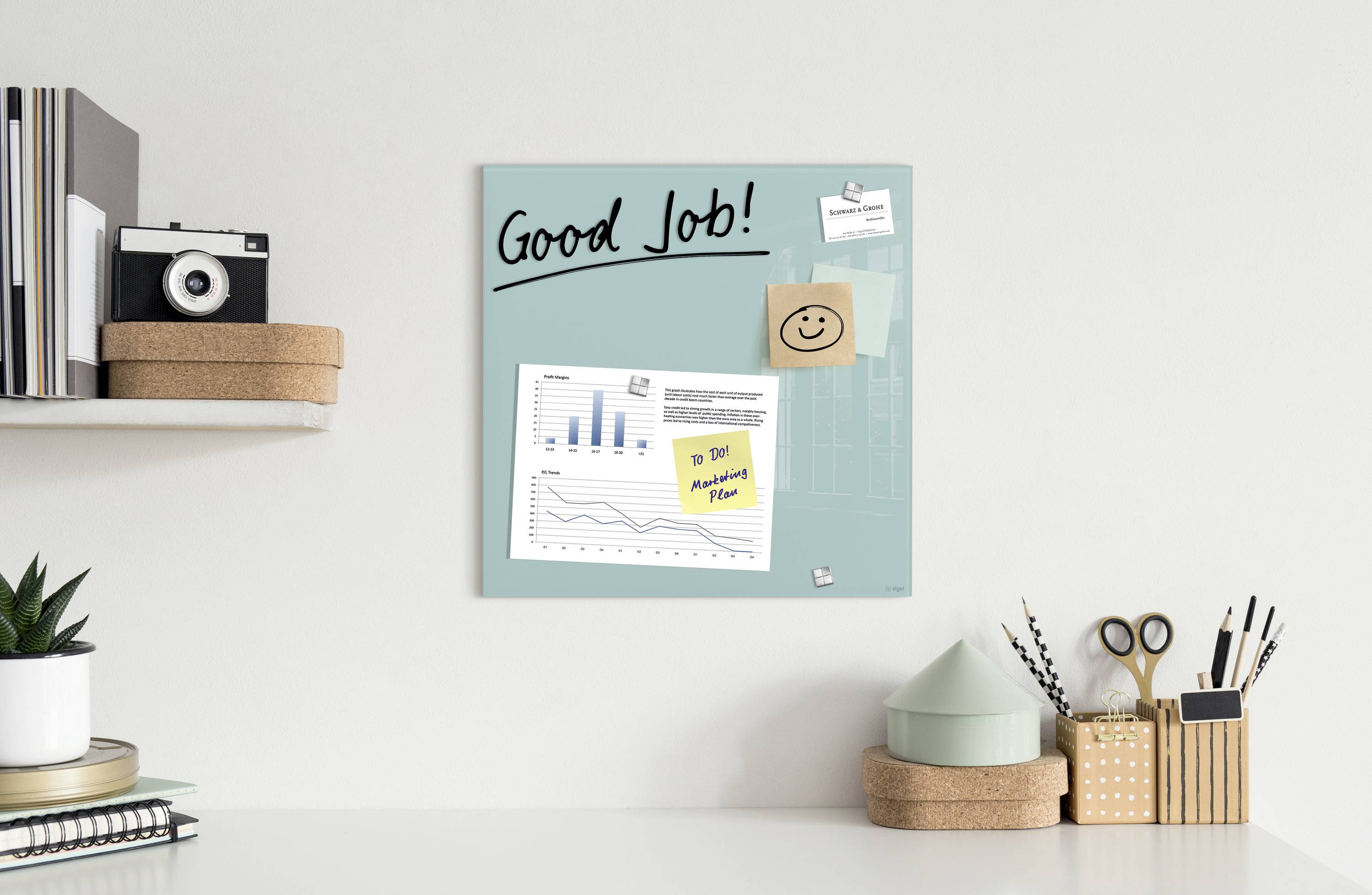 Sigel Glas-Magnettafel Artverum (B x H) 48 cm x 48 cm Aquamarin GL143