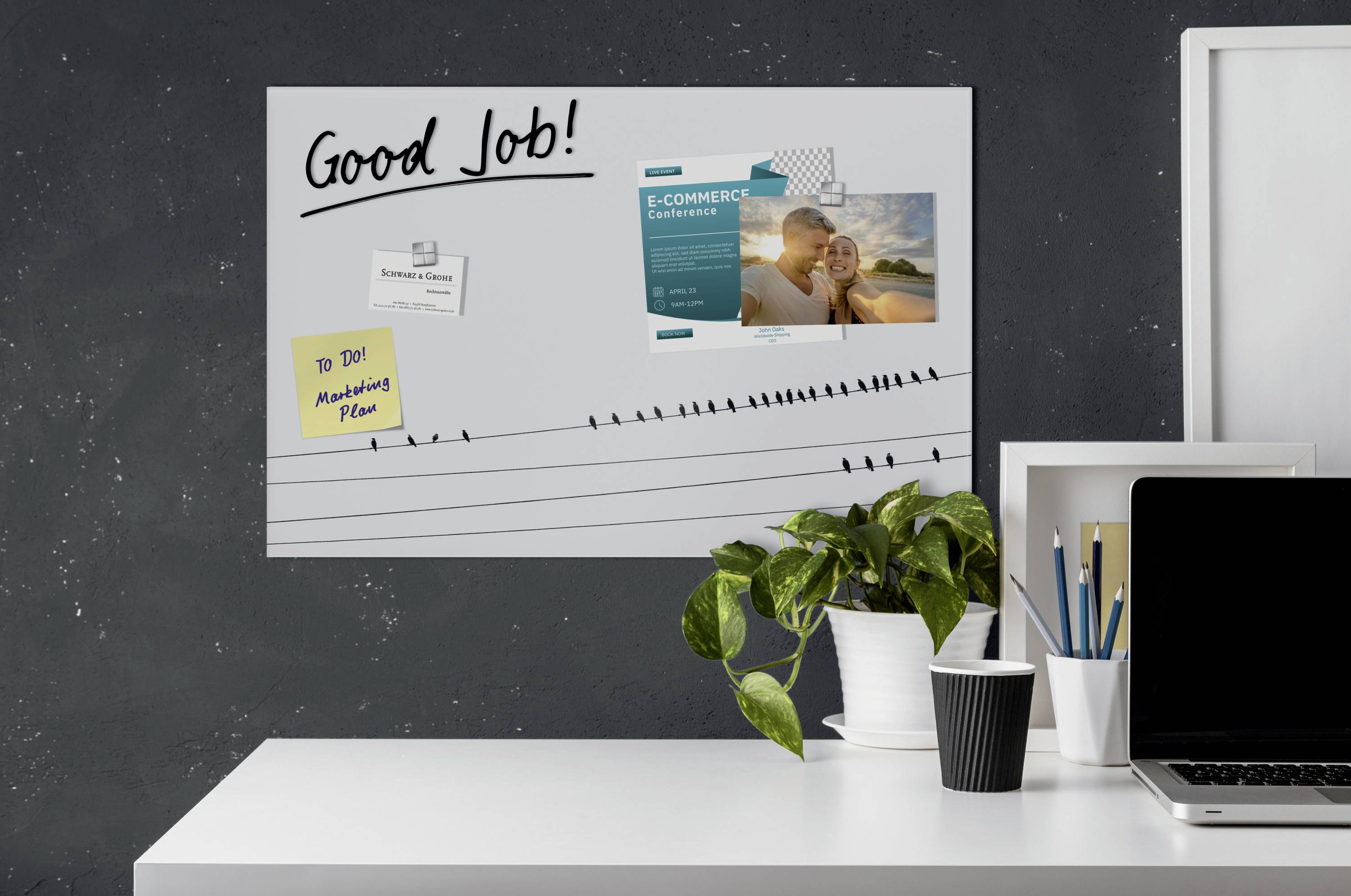 Glas-Magnettafel Artverum 60x40cm Little Birds matt