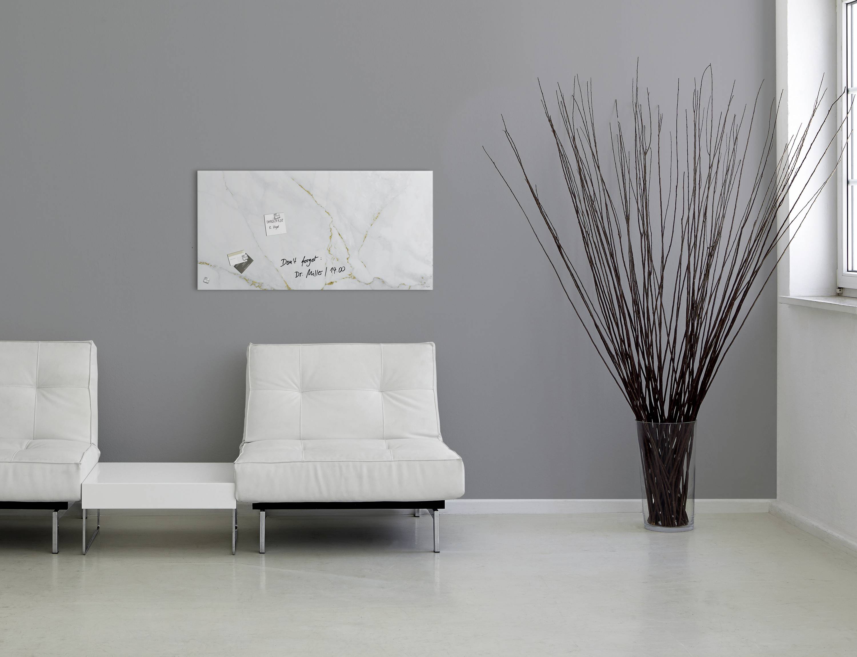 Sigel Glas-Magnettafel Artverum Marble & Gold (B x H) 91 cm x 46 cm Weiß GL361