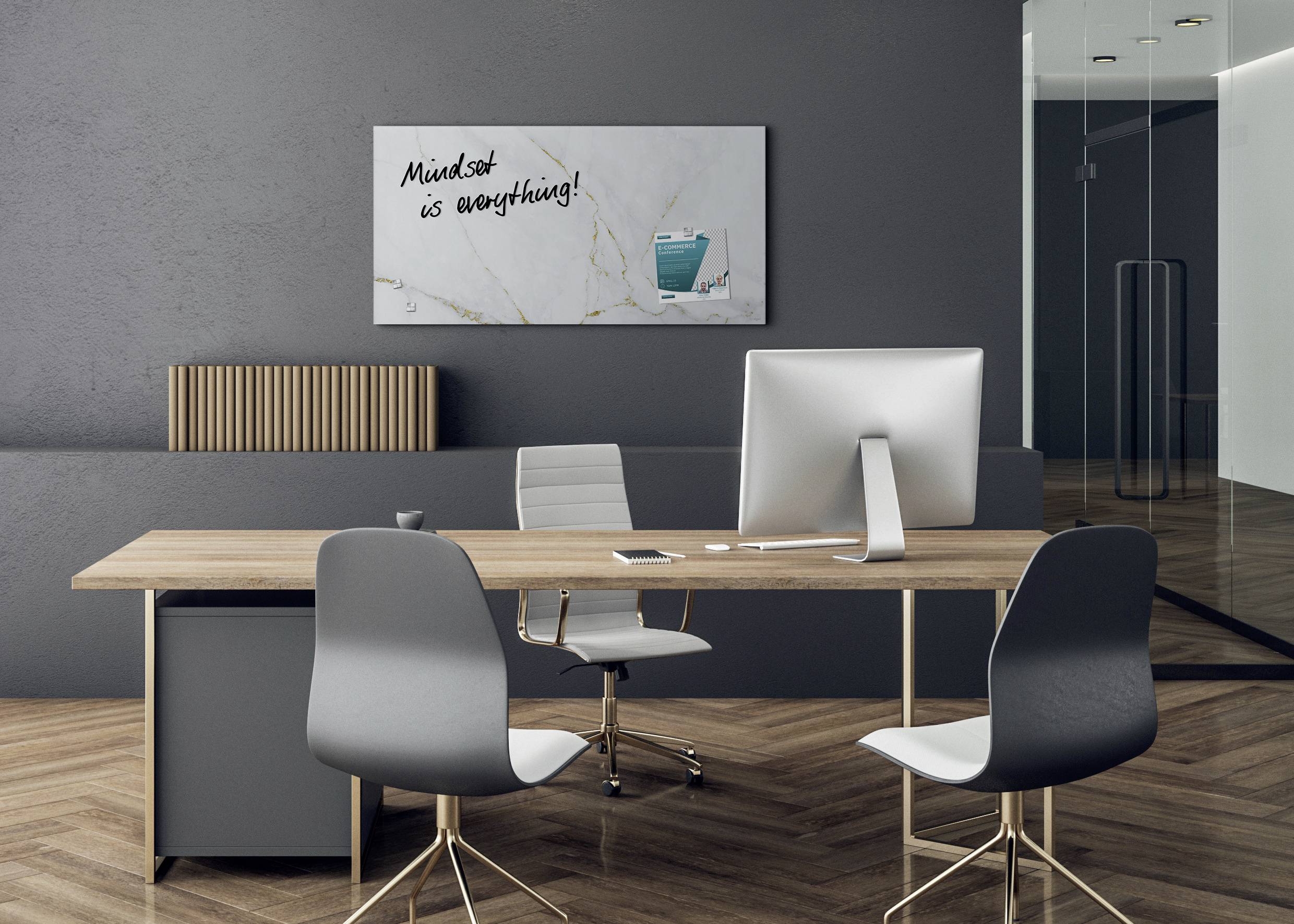 Sigel Glas-Magnettafel Artverum Marble & Gold (B x H) 91 cm x 46 cm Weiß GL361