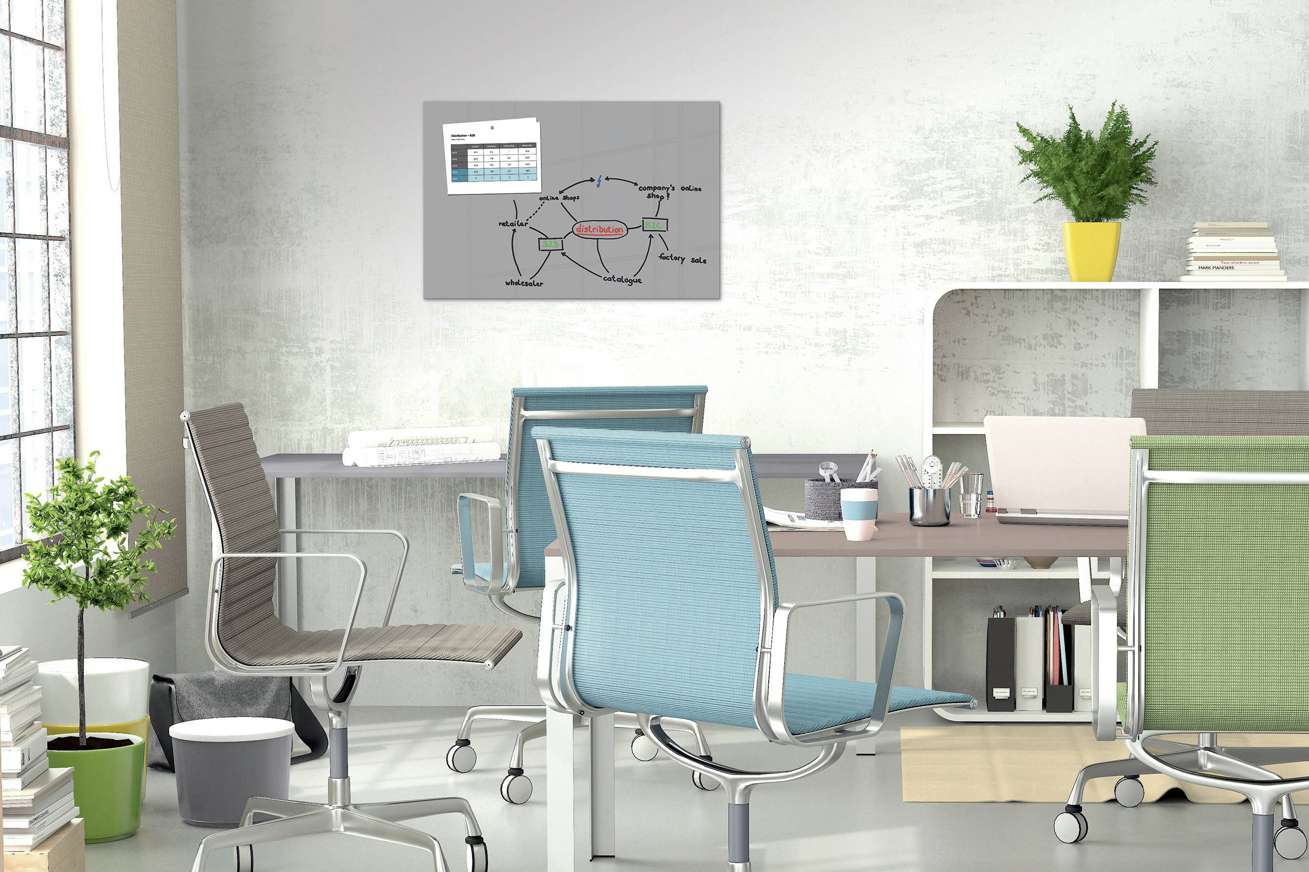 BE! Board Glas-Magnettafel (B x H) 90 cm x 60 cm Grau B1306