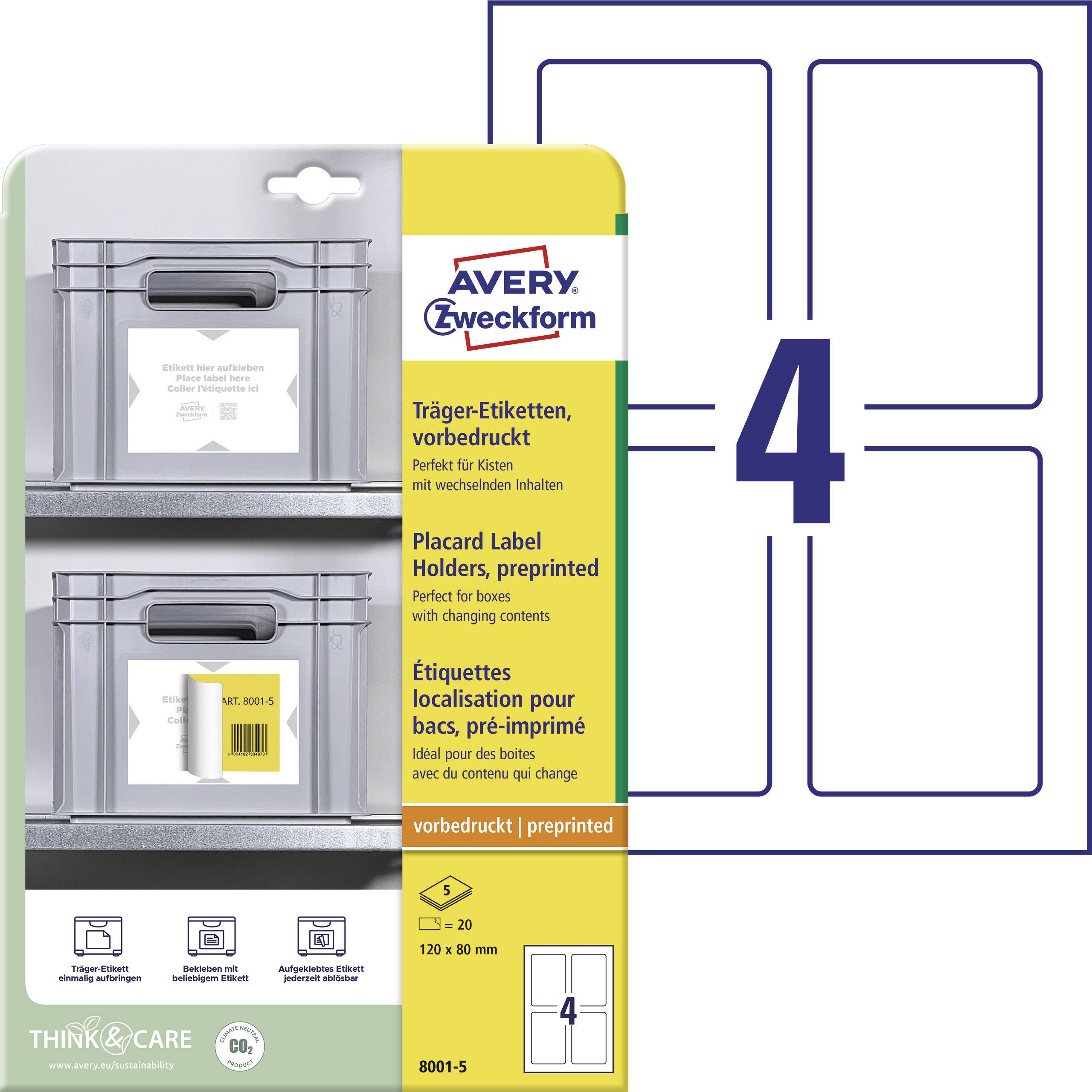Aufkleber-Bogen mit vorgedruckter Zahl 4. Eignen sich zur Kennzeichnung von Kisten und Boxen. Avery Zweckform Marke.