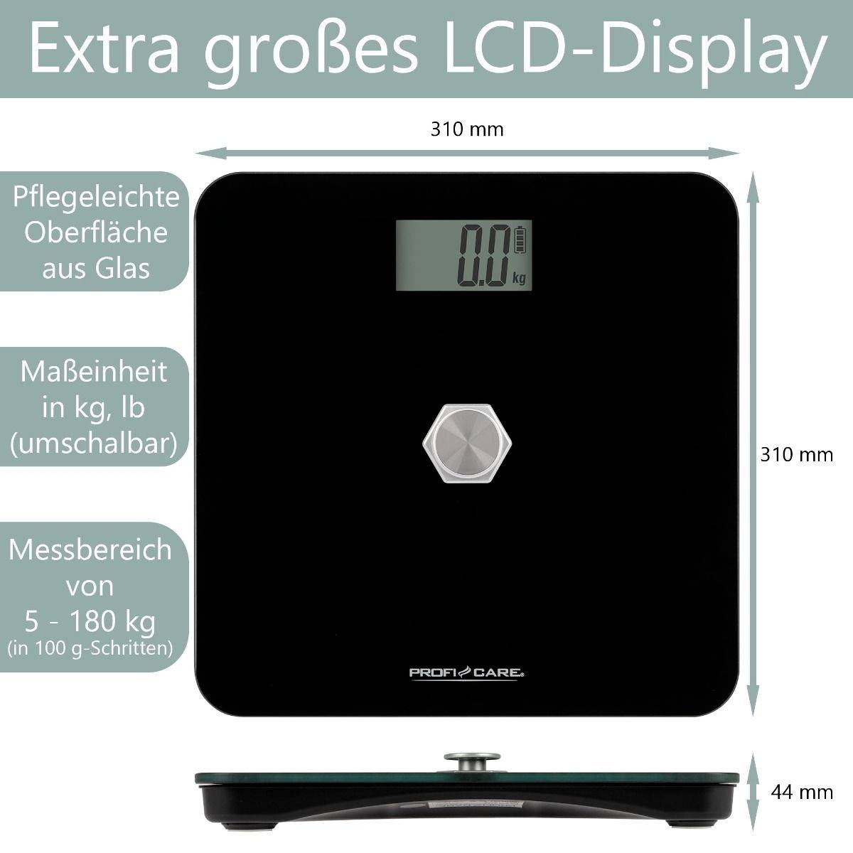 Profi-Care PC-PW 3112 Personenwaage digital Wägebereich (max.)=180kg Schwarz