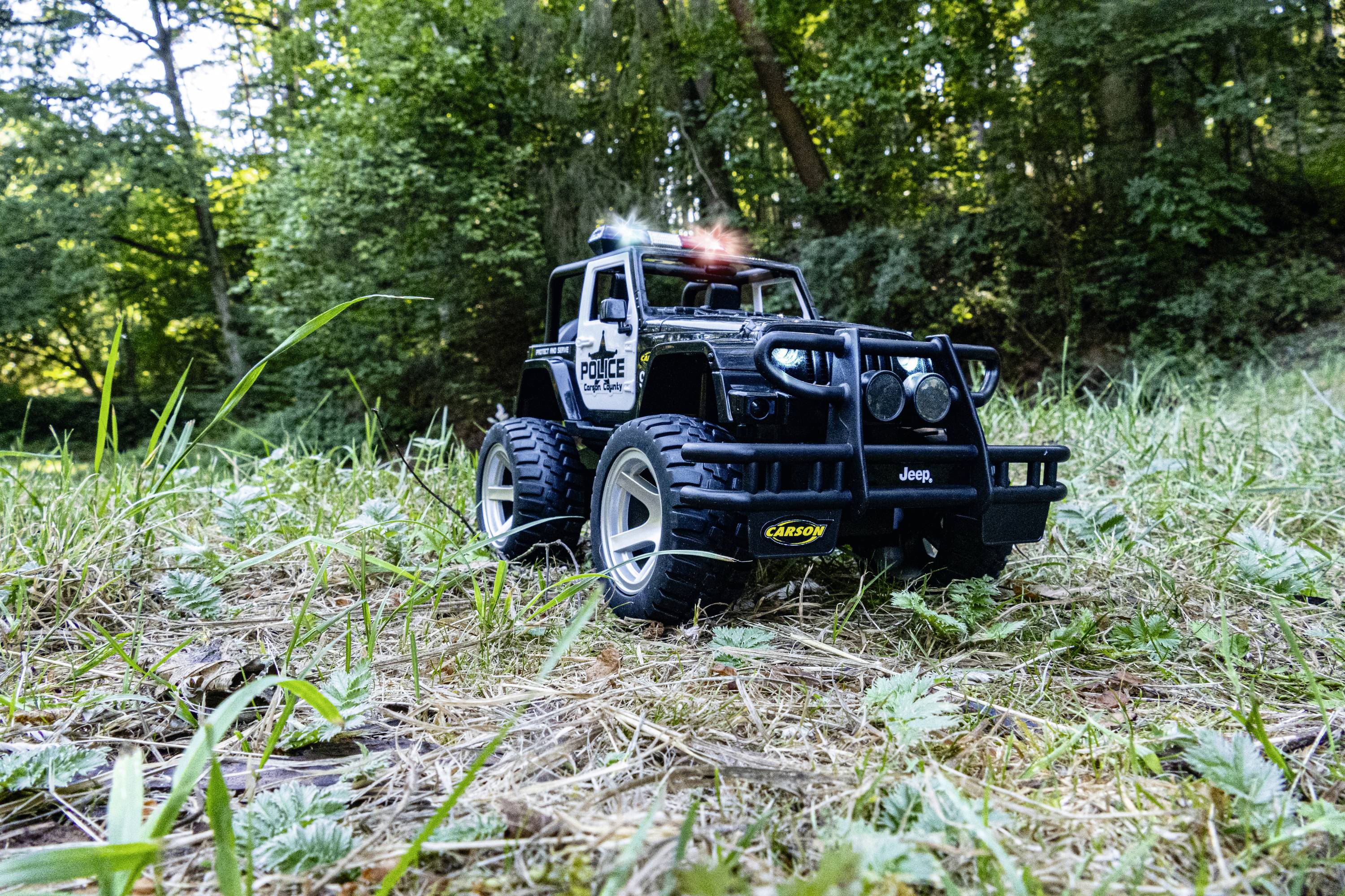 Carson Modellsport Jeep Wrangler Police 1:12 RC Einsteiger Modellauto Elektro Geländewagen RtR 2,4