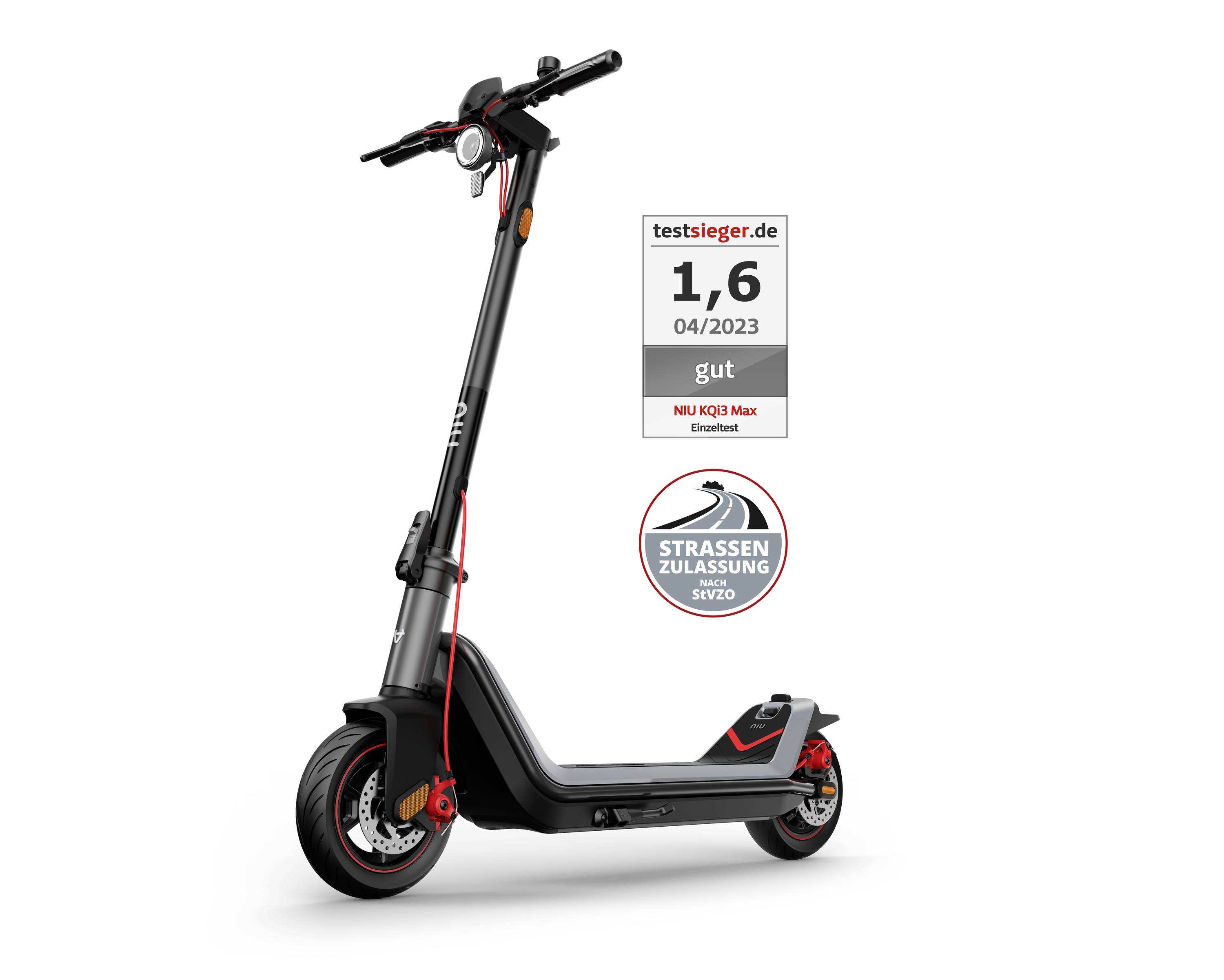 NIU KQi3 MAX E-Scooter Schwarz Li-Ion 48 V 12.66 Ah Straßenzulassung: Deutschland