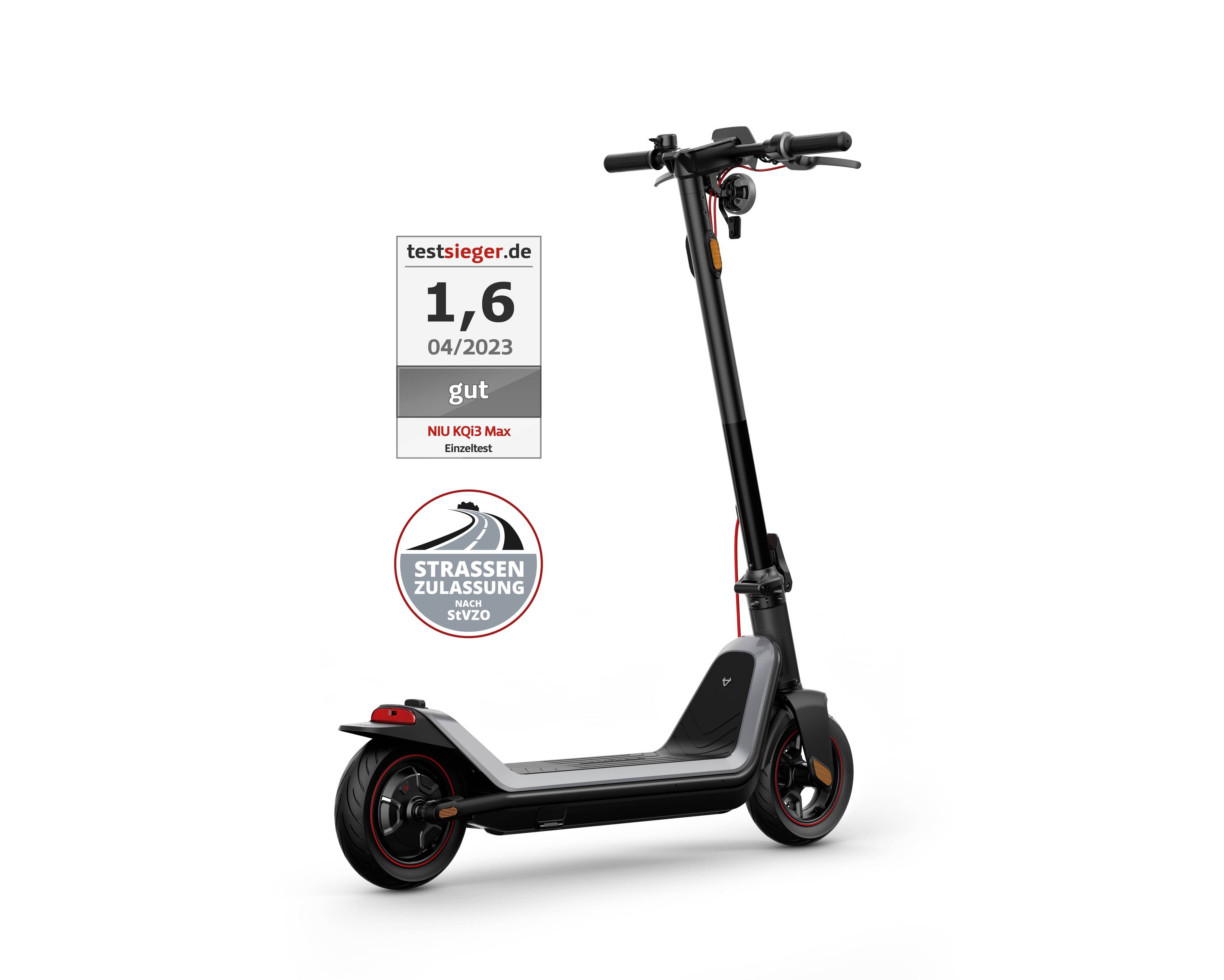 NIU KQi3 MAX E-Scooter Schwarz Li-Ion 48 V 12.66 Ah Straßenzulassung: Deutschland