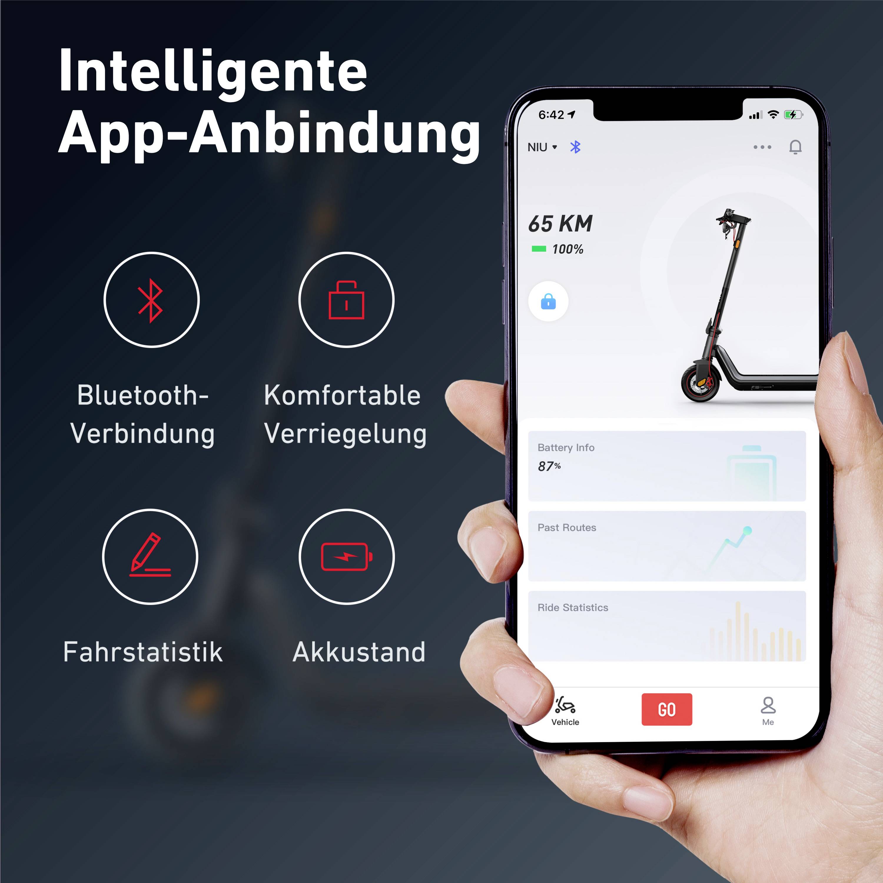 NIU KQi3 MAX E-Scooter Schwarz Li-Ion 48 V 12.66 Ah Straßenzulassung: Deutschland