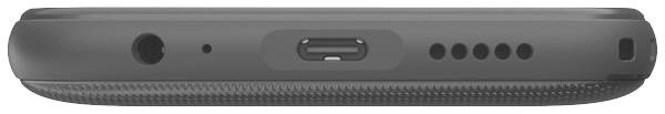 Unterseite eines Smartphones mit USB-C-Anschluss, Kopfhörerbuchse und Lautsprechergittern.