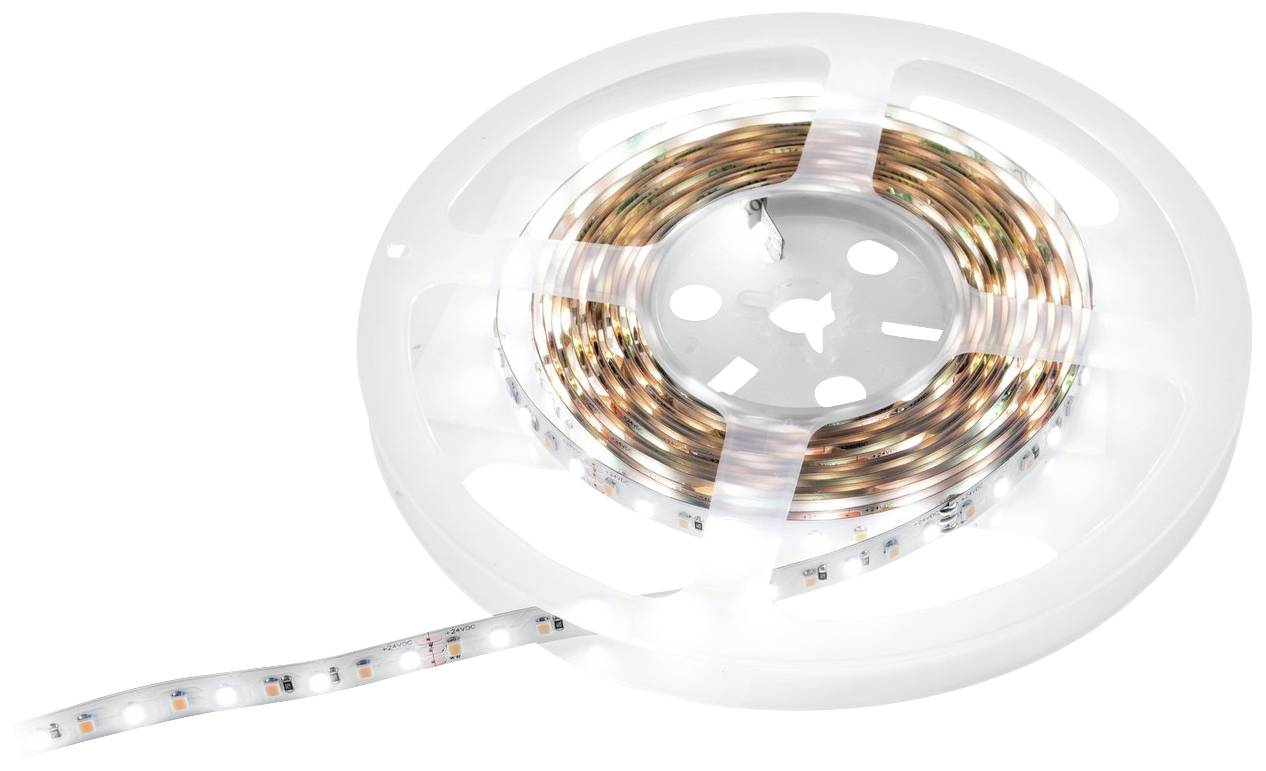 Eine Spule mit LED-Lichtstreifen zeigt flexible, aufrollbare LED-Lichter, die unter anderem zur Dekoration oder Beleuchtung verwendet werden können.