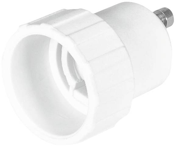 Weiße Adapter-Fassung zum Einsetzen in eine Lampenfassung. Sie hat eine geriffelte Oberfläche für besseren Halt.