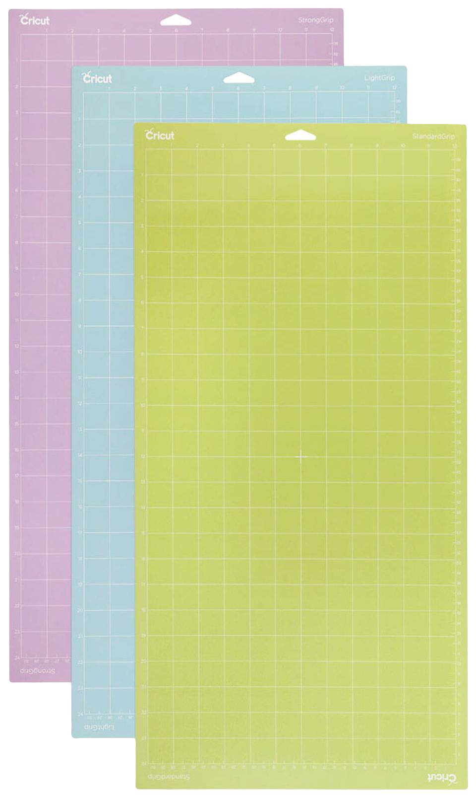 Cricut Explore/Maker LightGrip/StandardGrip/StrongGrip (30.5 x 61 cm) 3-Pack Schneidematte Lila, Blau, Gelb