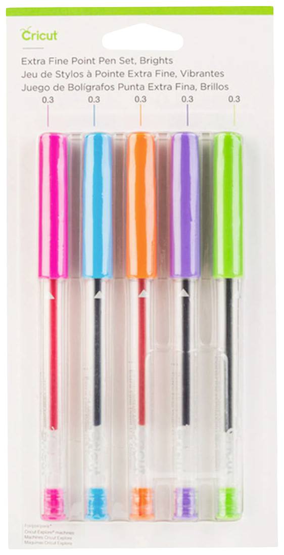 Cricut Explore/Maker Extra Fine Point 5-Pack Brights Stiftset Pink, Blau, Orange, Violett, Lindgrün