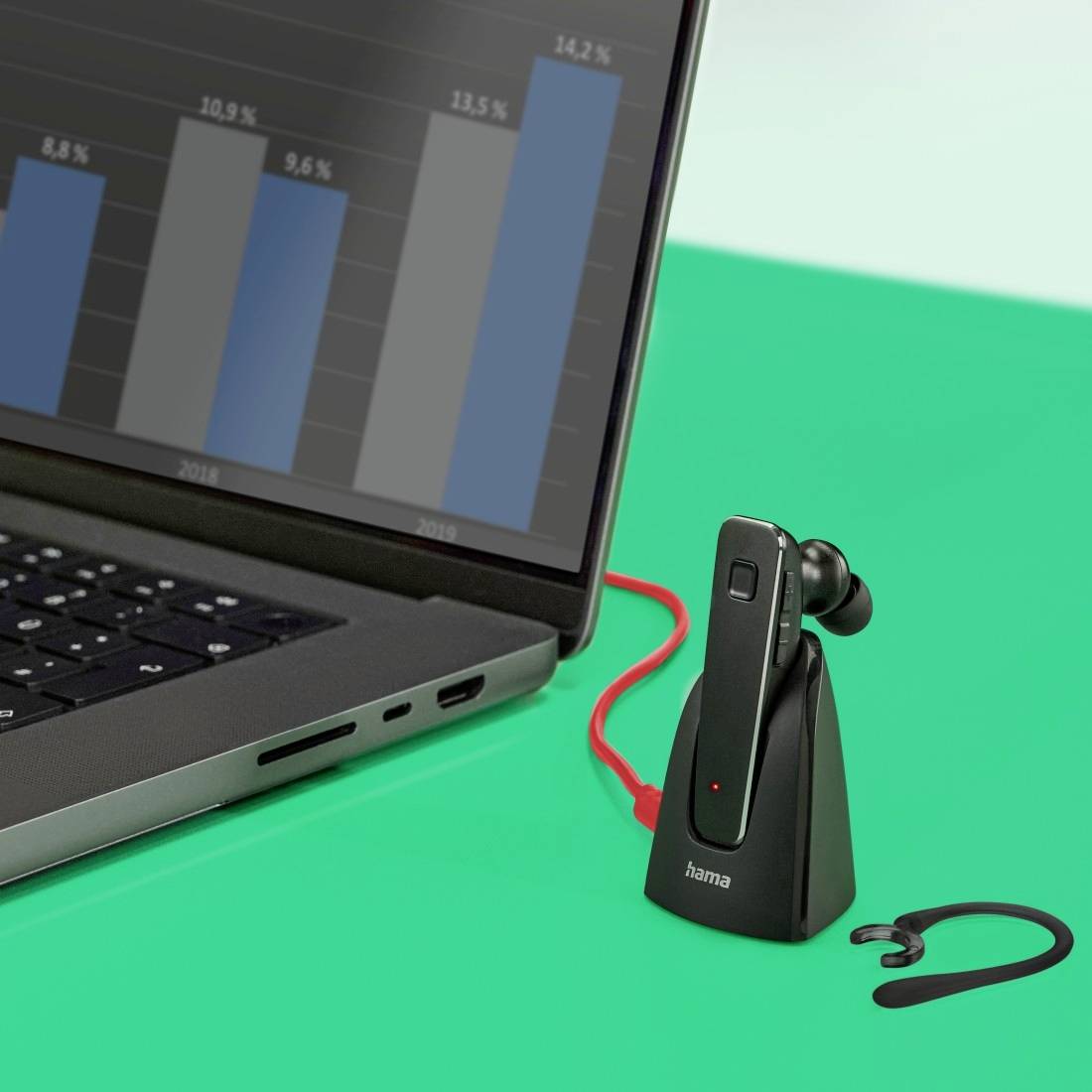 Hama MyVoice2100 In Ear Headset Bluetooth® Mono Lautstärkeregelung Handy