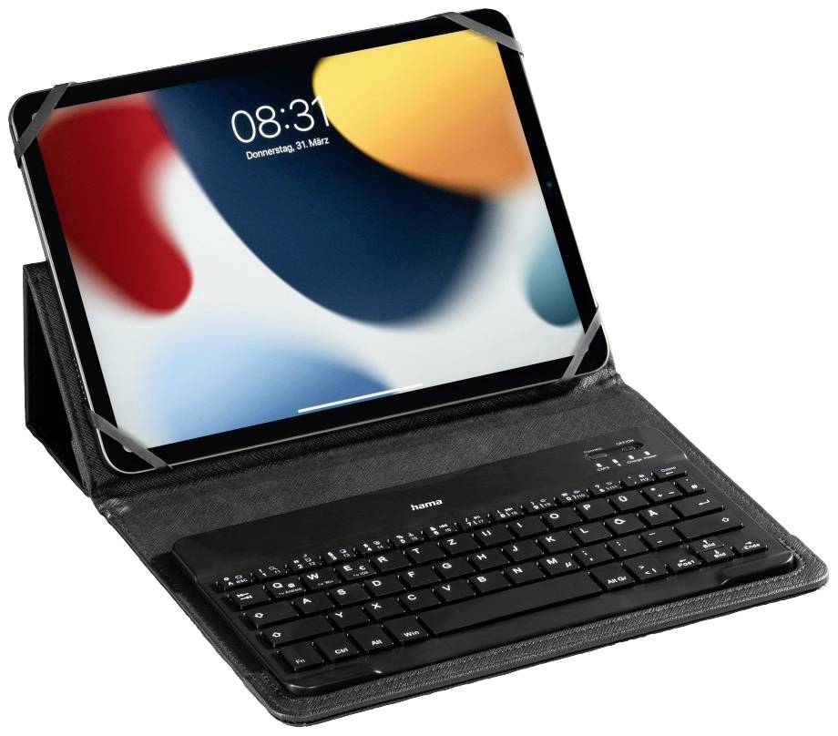 hama 00125131 Bluetooth®-Tastatur mit Tablet-Tasche "KEY4ALL X3100", Schwarz, QWERTZ
