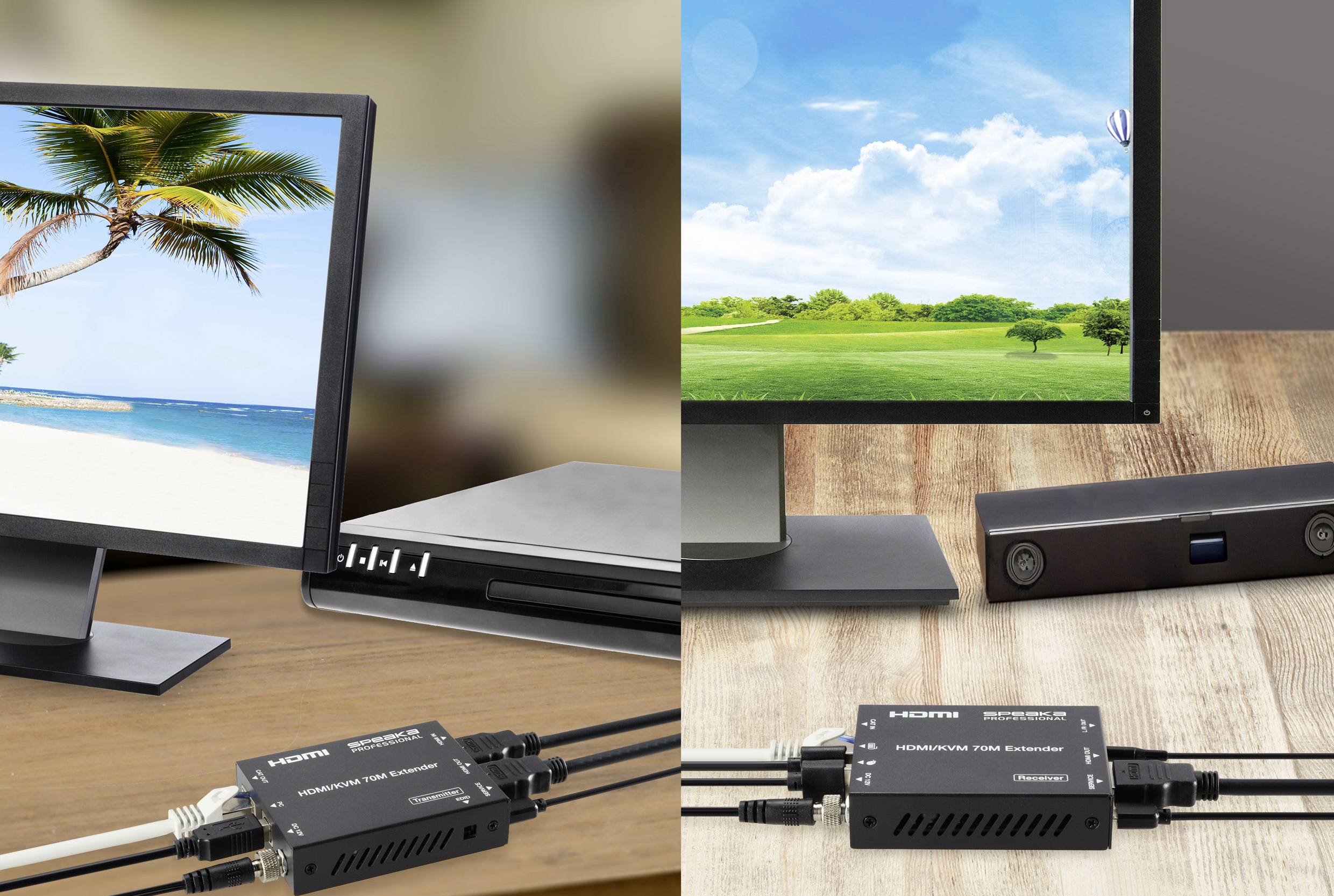 SpeaKa Professional SP-11562928 1 Port HDMI Extender Set über PC steuerbar 4096 x 2160 Pixel Schwarz