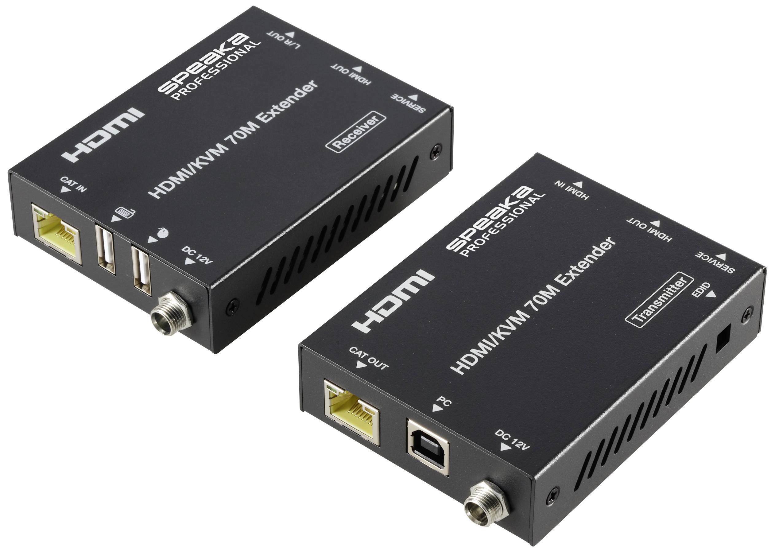 SpeaKa Professional SP-11562928 1 Port HDMI Extender Set über PC steuerbar 4096 x 2160 Pixel Schwarz