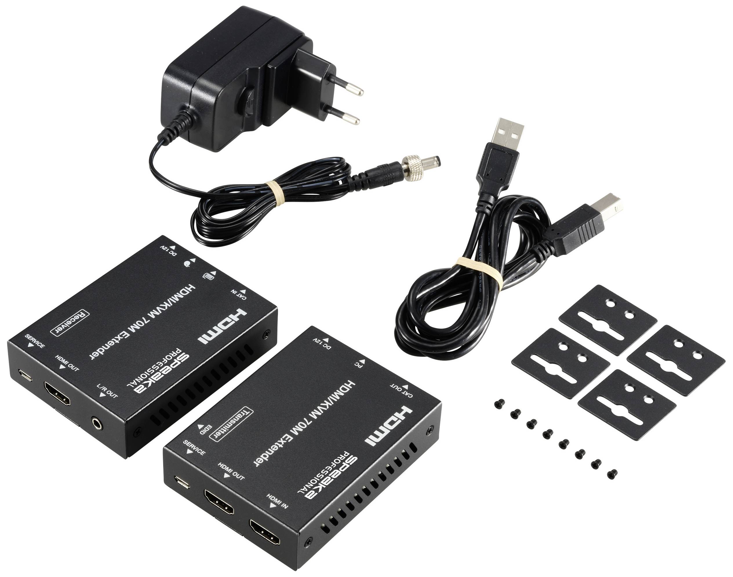 SpeaKa Professional SP-11562928 1 Port HDMI Extender Set über PC steuerbar 4096 x 2160 Pixel Schwarz