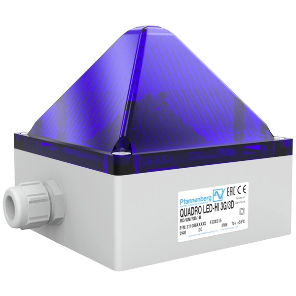 Pfannenberg Blitzleuchte QUADRO LED-HI 3G/3D 21108637009 Blau Blau 24 V/DC Pfannenberg Blitzleuchte QUADRO LED-HI 3G/3D 21108637009 Blau Blau 24 V/DC