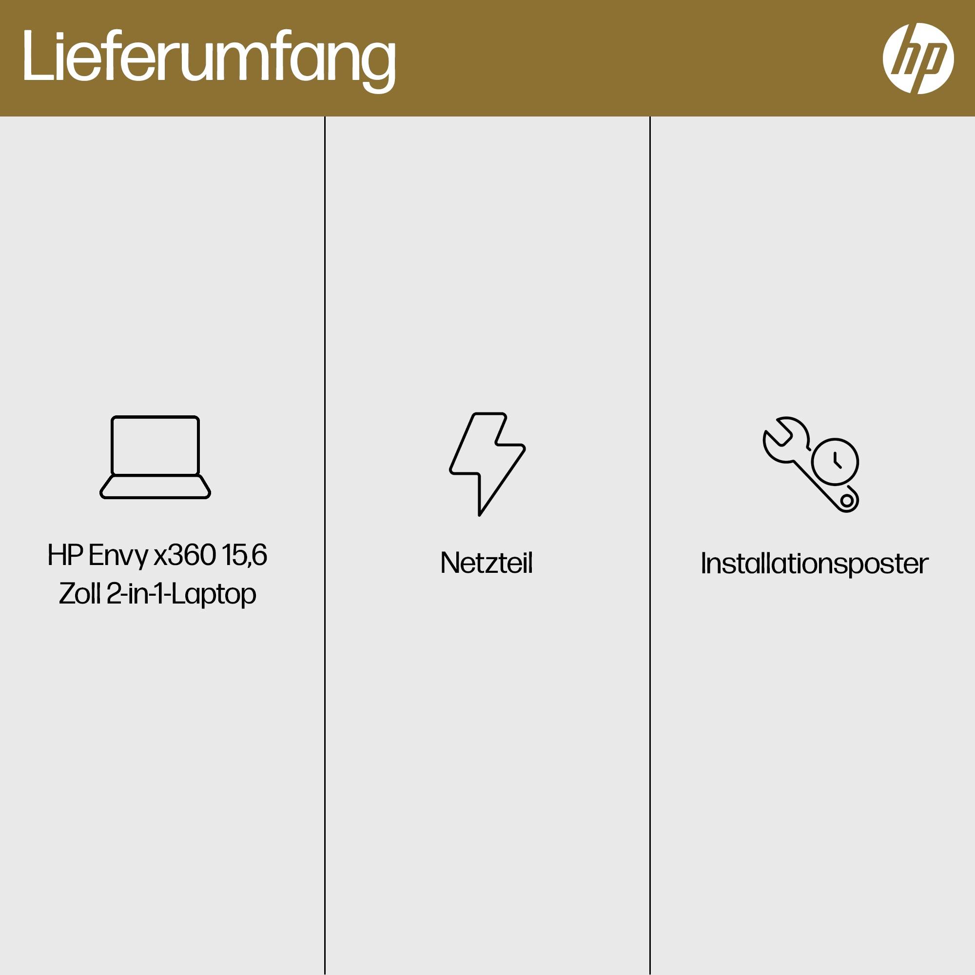 HP 2-in-1 Notebook / Tablet ENVY x360 2-in-1 Laptop 15-fh0055ng 39.6 cm (15.6 Zoll) Full HD AMD Ryzen 5 7530U 16 GB RAM 512 GB SSD Deutsch, QWERTZ