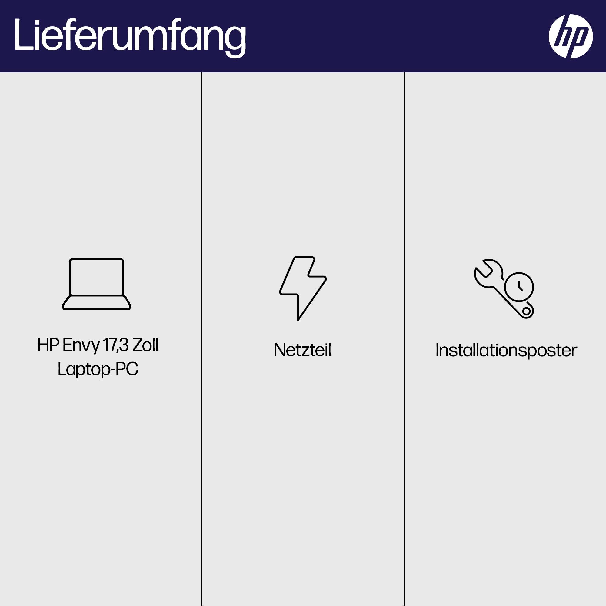 HP Notebook 17-cw0078ng 43.9 cm (17.3 Zoll) 4K, UHD Intel® Core™ i7 i7-1355U 32 GB RAM 1 TB SSD Deutsch, QWERTZ Silber 84S16EA#ABD