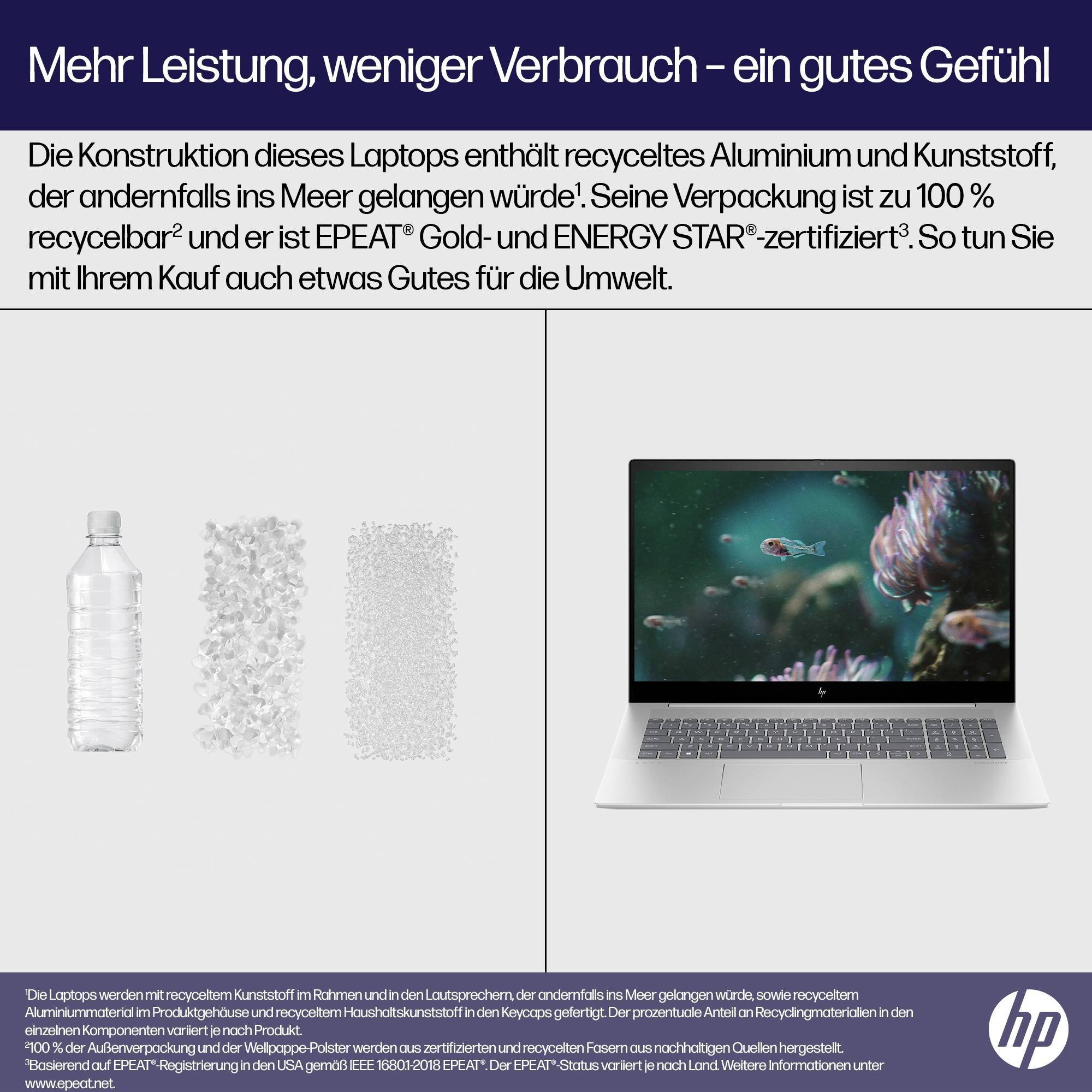 HP Notebook 17-cw0078ng 43.9 cm (17.3 Zoll) 4K, UHD Intel® Core™ i7 i7-1355U 32 GB RAM 1 TB SSD Deutsch, QWERTZ Silber 84S16EA#ABD