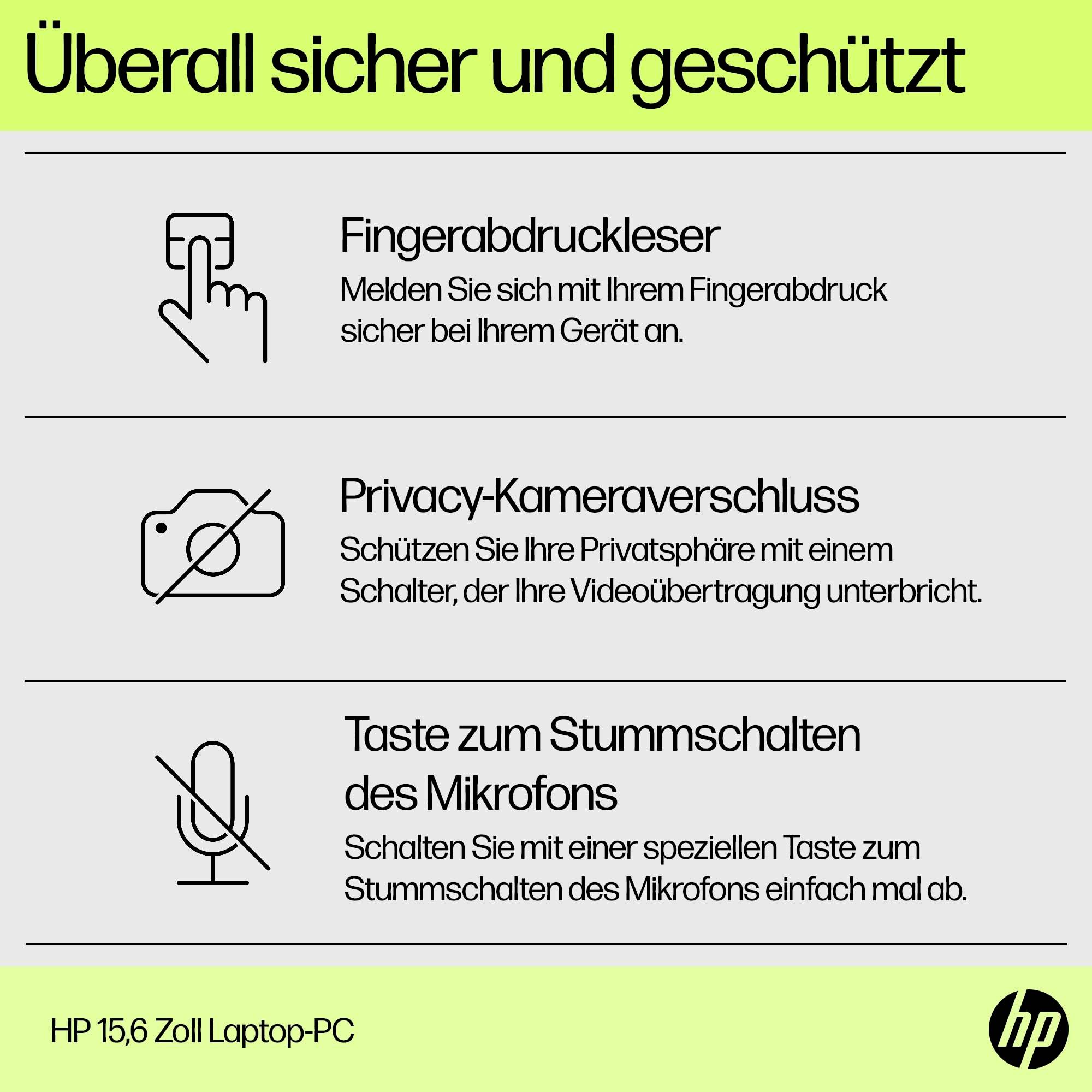 HP Notebook Laptop 15-fd0033ng 39.6cm (15.6 Zoll) Full HD Intel® Core™ i3 i3-1315U 8GB RAM 256GB SSD Intel Iris Xe Win 11 Home