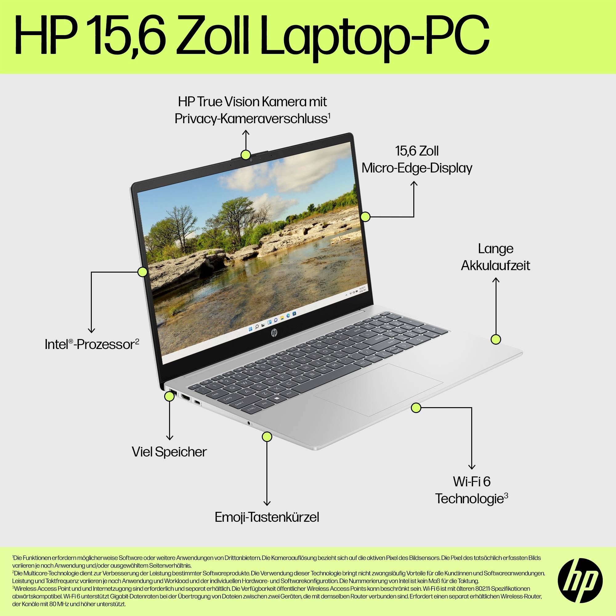 HP Notebook Laptop 15-fd0033ng 39.6cm (15.6 Zoll) Full HD Intel® Core™ i3 i3-1315U 8GB RAM 256GB SSD Intel Iris Xe Win 11 Home