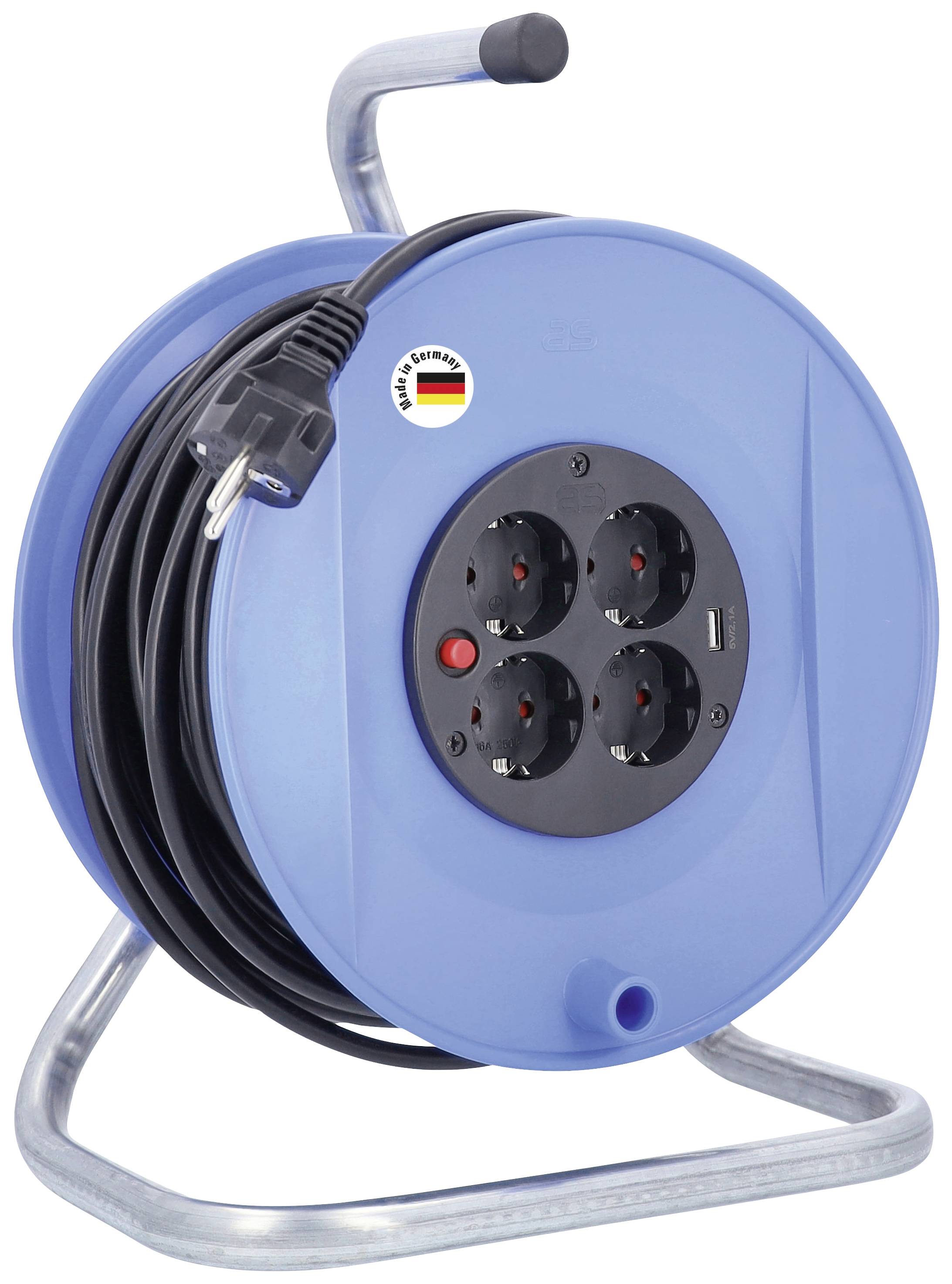 AS Schwabe 11151 Kabeltrommel 50m Schwarz Schutzkontakt-Stecker